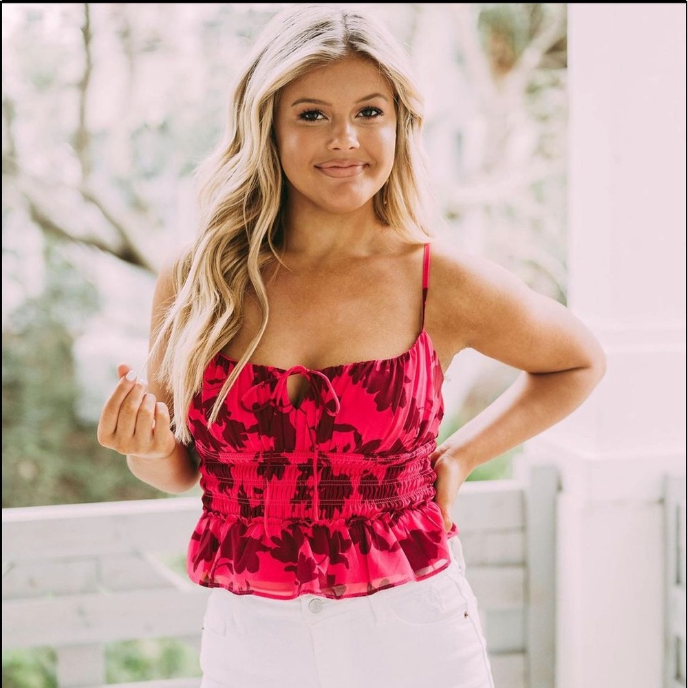 These Three Boutique- Smocked floral crop top- Large